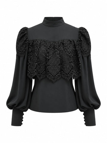 Elegant Lace Spliced Blouse