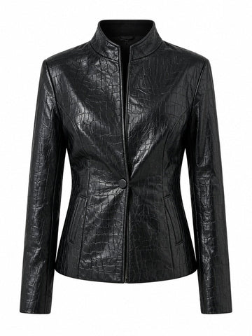 Confident Croc Faux Leather Blazer