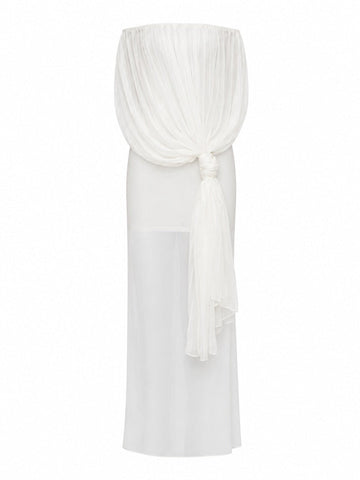 Ethereal Draped Sheer Maxi Dress
