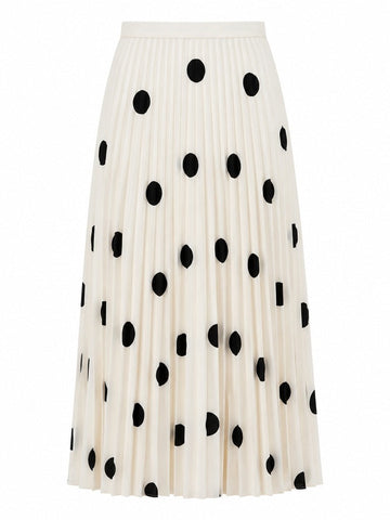 Graceful Pleated Polka Dot Maxi Skirt