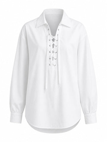 Liberated Loose Lace-Up Blouse