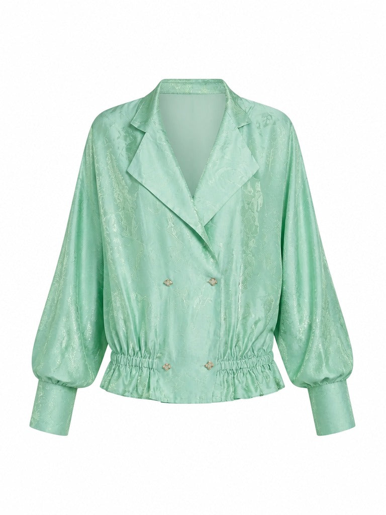 Radiant Jacquard Gathered Blouse
