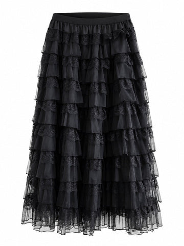 Ethereal Tiered Lace Maxi Skirt II