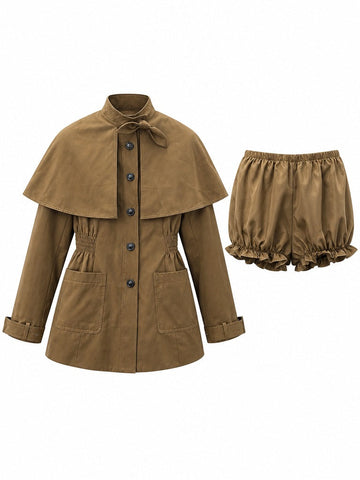 Grounded Cape Trench Coat Set