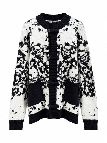 Distinctive Jacquard Knit Cardigan