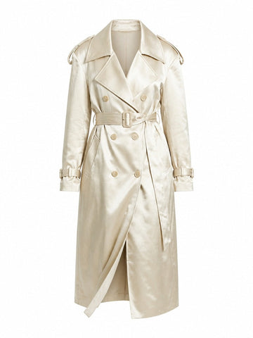 Elegant Satin Double Breasted Trench