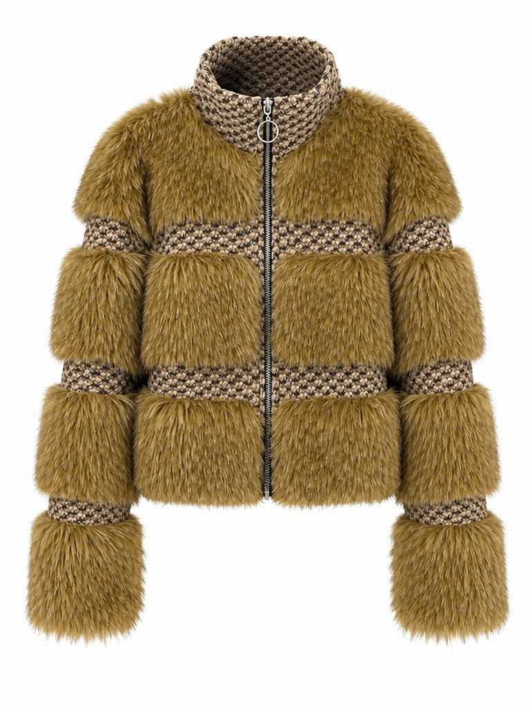 Fierce Faux Fur Patchwork Jacket