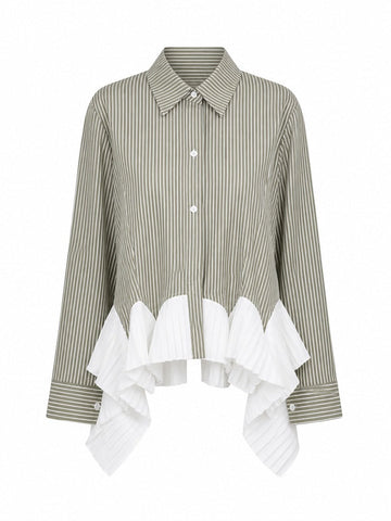 Elegant Striped Ruffled Blouse