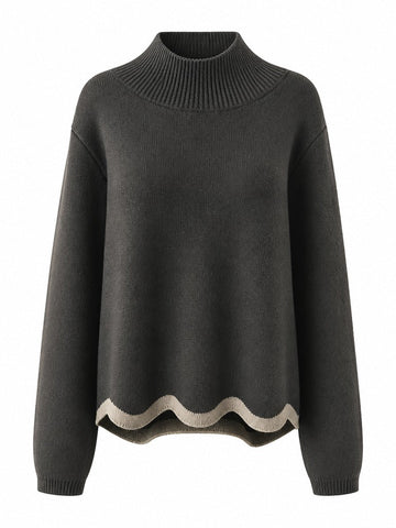 Grounded Wavy Hem Knit Sweater