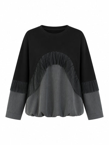 Grounded Color-block Ruffle Sweatshirt