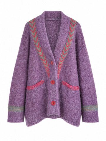 Magnetic Embroidered Knit Cardigan