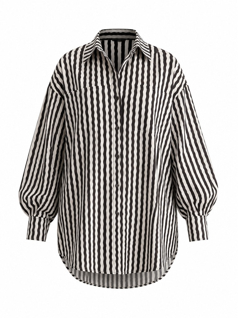 Audacious Wavy Striped Loose Shirt