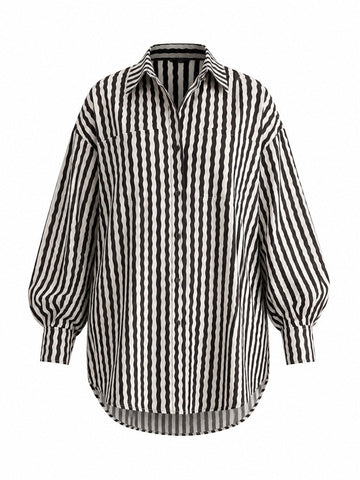 Audacious Wavy Striped Loose Shirt