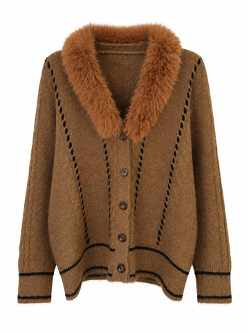 Grounded Faux Fur Knit Cardigan