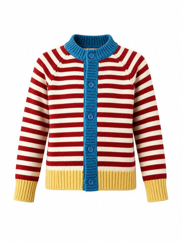 Spirited Colorblock Striped Knit Cardigan