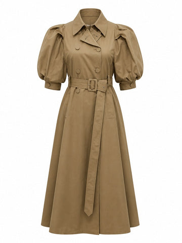 Audacious Puff Sleeve Belted Coat