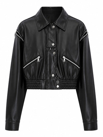 Fierce Faux Leather Cropped Jacket