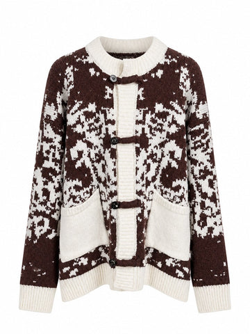 Distinctive Jacquard Knit Cardigan