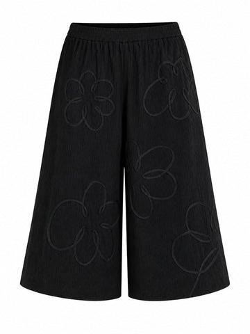Grounded Floral Corduroy Wide-Leg Pants