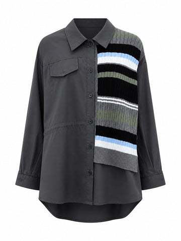 Unique Patchwork Knit Long Blouse