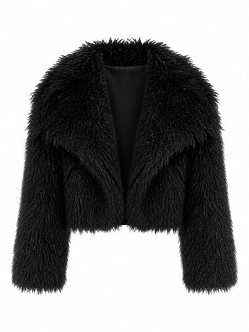 Confident Faux Fur Notched Coat