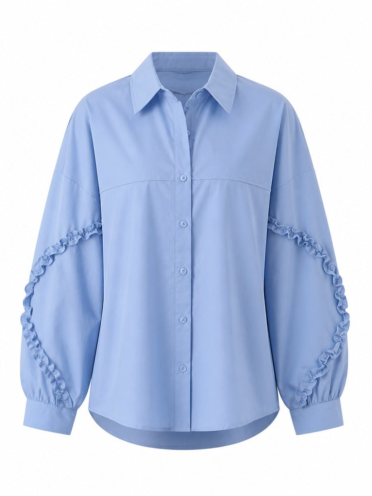 Confidenct Ruffle Sleeve Collared Blouse