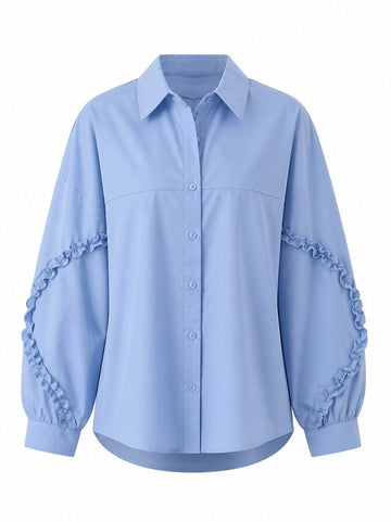 Confidenct Ruffle Sleeve Collared Blouse
