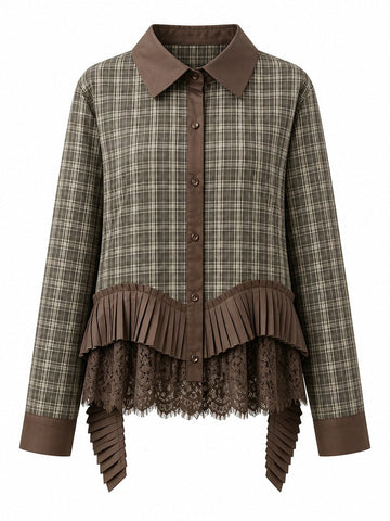 Audacious Plaid Lace Blouse