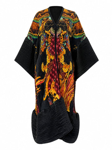 Vibrant Pleated Patterned Kaftan