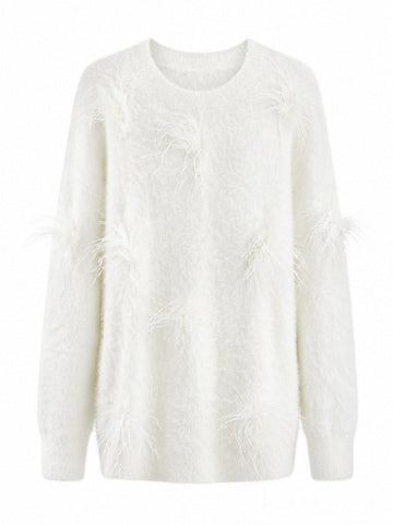 Ethereal Feather Tassel Knit Pullover