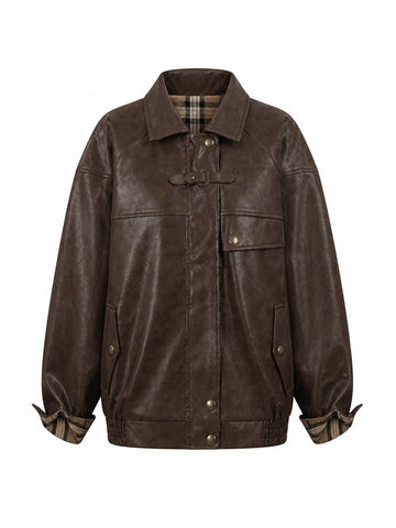 Audacious Plaid Faux Leather Jacket