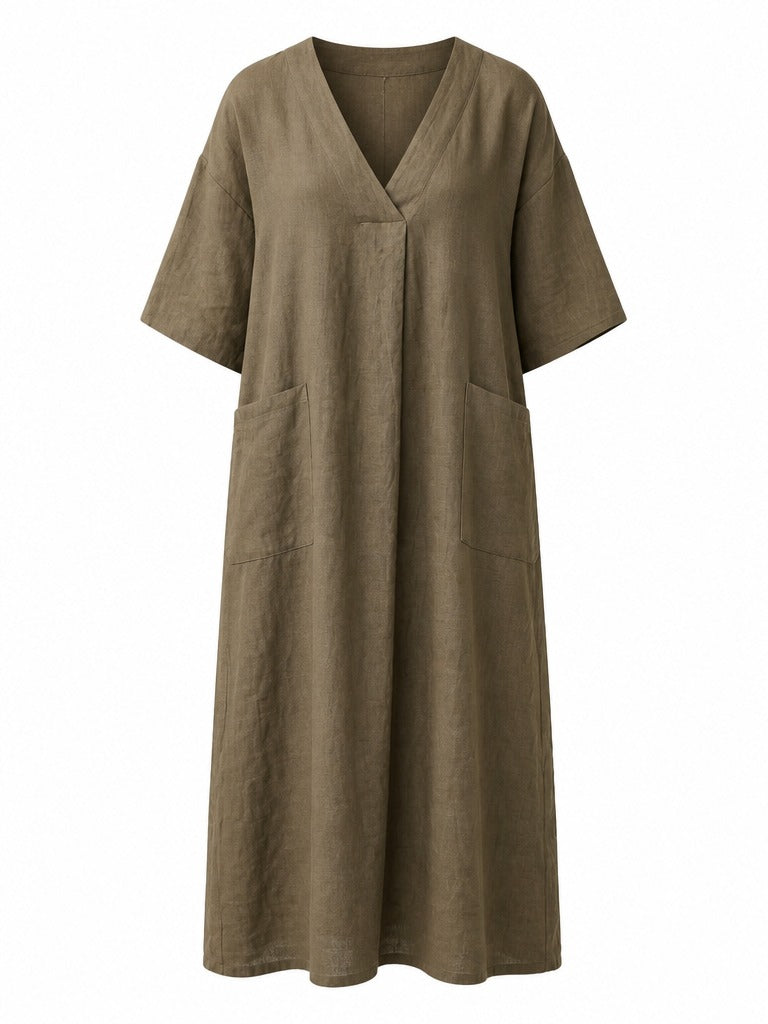 Grounded Cotton Linen Maxi Dress