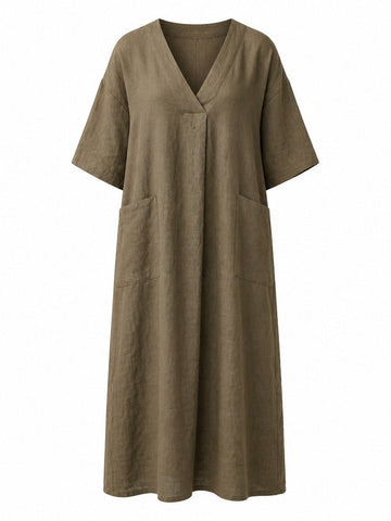 Grounded Cotton Linen Maxi Dress