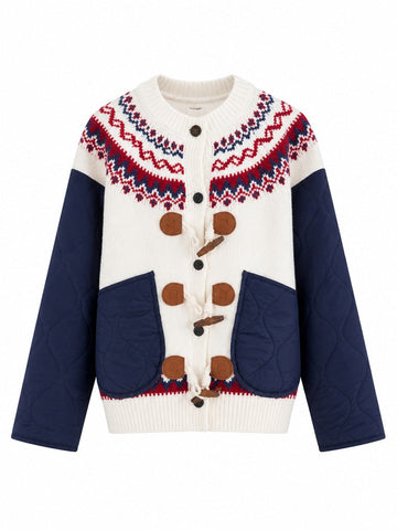 Adventurous Patchwork Knit Cardigan