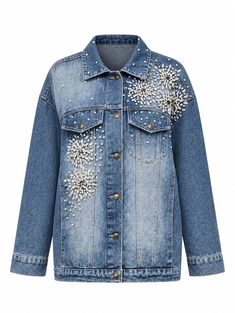 Worthy Diamond Embroidered Denim Jacket