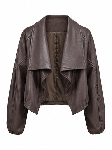 Daring Faux Leather Draped Jacket