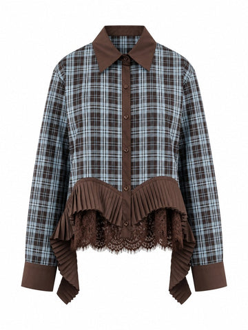 Audacious Plaid Lace Blouse