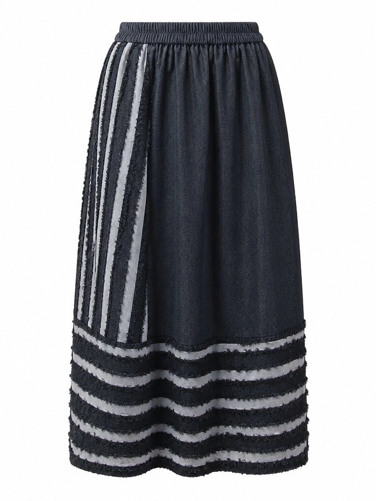 Limitless Striped Cotton Midi Skirt