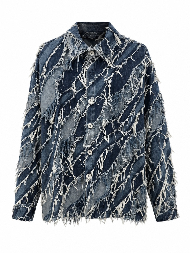 Daring Tassel Patchwork Denim Jacket
