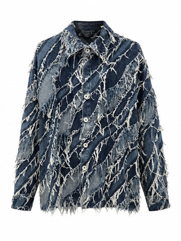 Daring Tassel Patchwork Denim Jacket