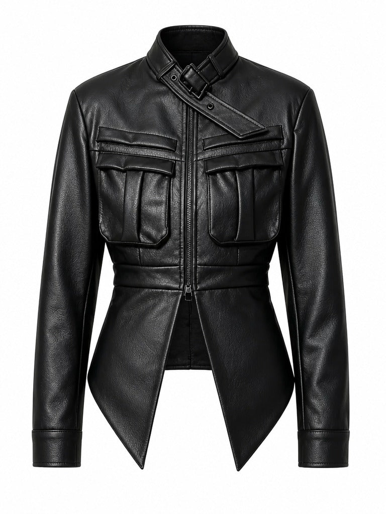 Fierce Buckle Strap Cropped Jacket