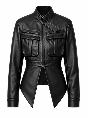 Fierce Buckle Strap Cropped Jacket