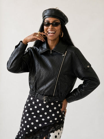Audacious Diamond PU Leather Jacket