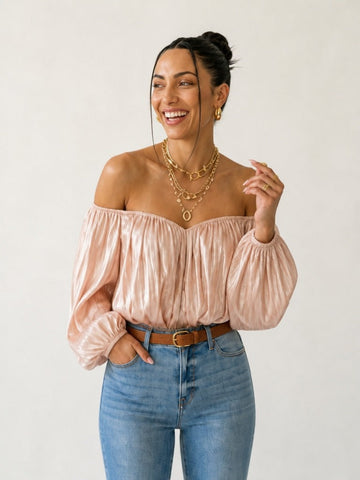 Radiant Shirred Off-Shoulder Blouse