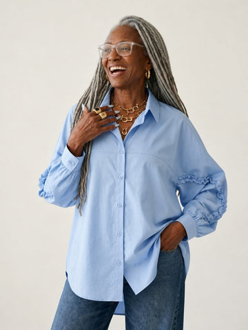 Confidenct Ruffle Sleeve Collared Blouse