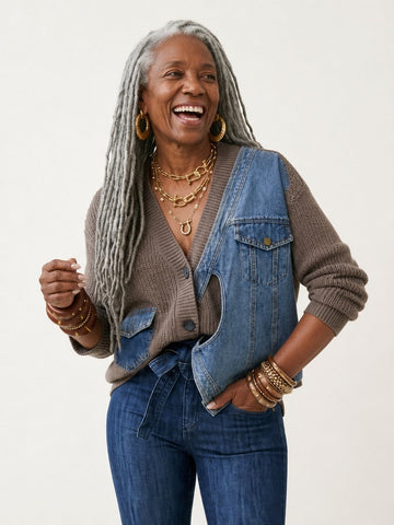 Unique Denim Knit Cardigan