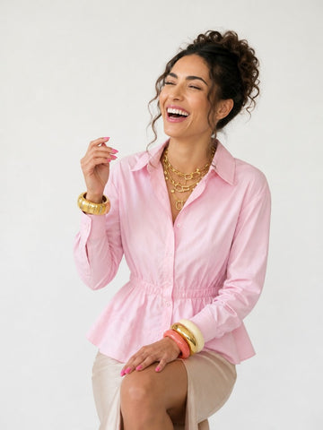 Elegant Ruched Peplum Blouse