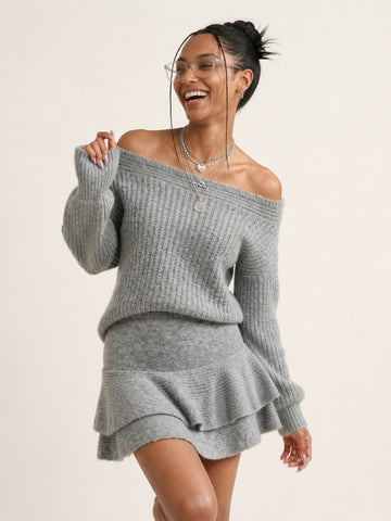 Grounded Knit Ruffle Mini Set