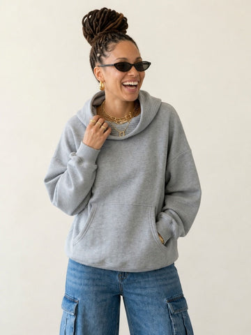 Grounded Off-Shoulder Hooded Sweatshirt