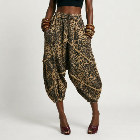 Wild Heart Leopard Patchwork Wide-Leg Jeans
